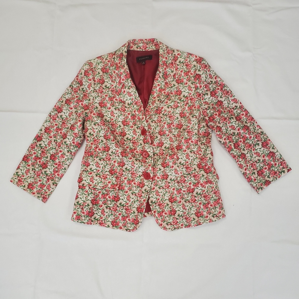 Talbots 3/4 Sleeve Floral Blazer